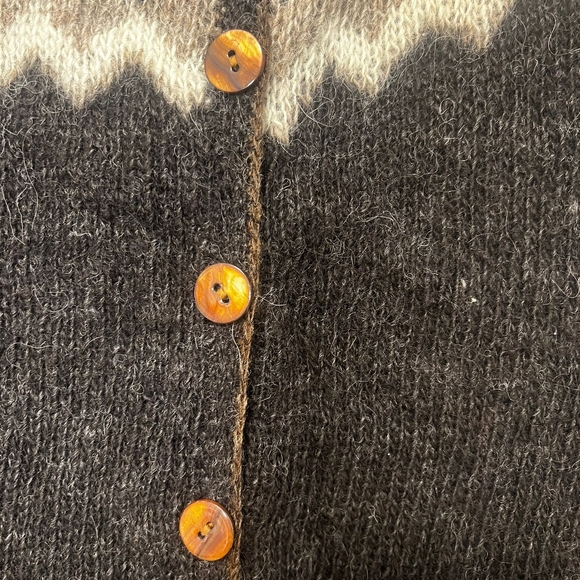 Black and Cream Knit Cardigan with Wooden Buttons - Picture 5 of 7